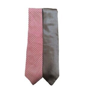 2 Bruno Marchesi RARE Men's Silk Ties Necktie Check Red Brown